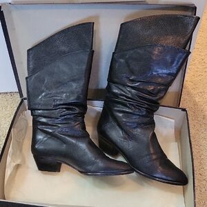 Maserati Vintage Black All Leather Women's Boots Made in Italy